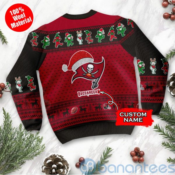 Tampa Bay Buccaneers Grateful Dead SKull And Bears Custom Name Ugly Christmas 3D Sweater Product Photo