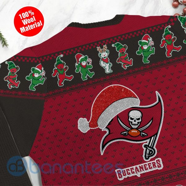 Tampa Bay Buccaneers Grateful Dead SKull And Bears Custom Name Ugly Christmas 3D Sweater Product Photo