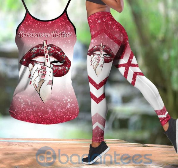 Tampa Bay Buccaneers Leggings And Criss Cross Tank Top For Women Product Photo