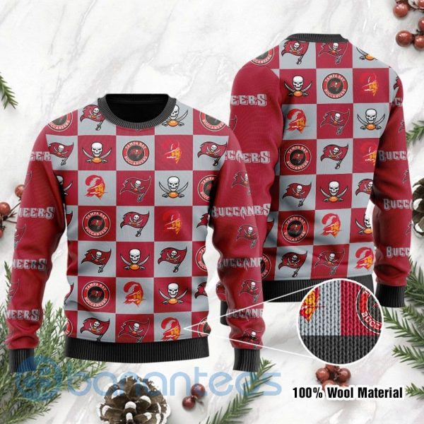 Tampa Bay Buccaneers Logo Checkered Flannel Design Ugly Christmas 3D Sweater Product Photo