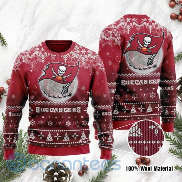 Tampa Bay Buccaneers Santa Claus In The Moon Ugly Christmas 3D Sweater Product Photo