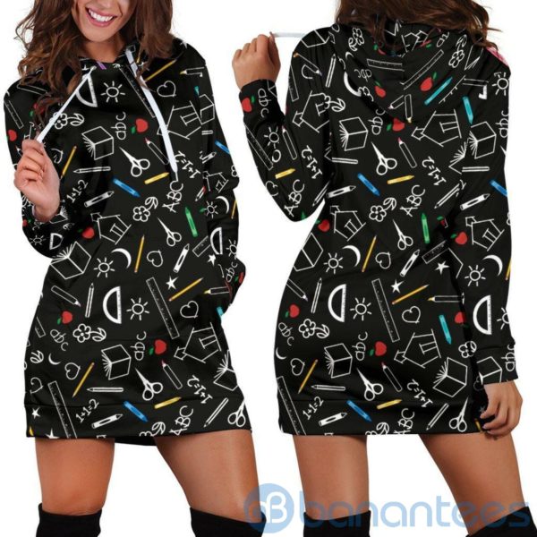 Teacher Pattern Hoodie Dress For Women Product Photo