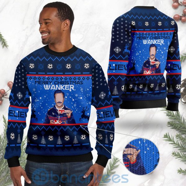 Ted Lasso Merry Christmas Wanker Ugly Christmas 3D Sweater Product Photo