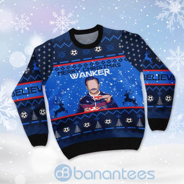 Ted Lasso Merry Christmas Wanker Ugly Christmas 3D Sweater Product Photo