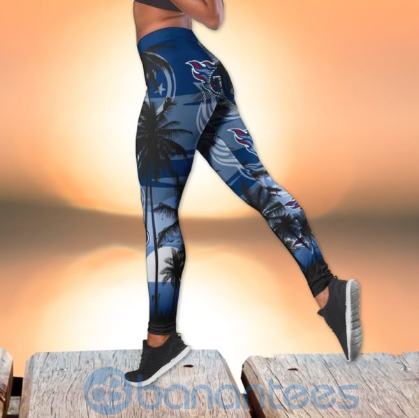 Tennessee Titans Sunset Leggings And Criss Cross Tank Top For Women Product Photo