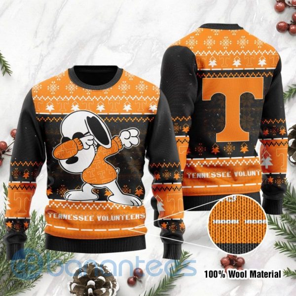 Tennessee Volunteers Snoopy Dabbing Ugly Christmas 3D Sweater Product Photo