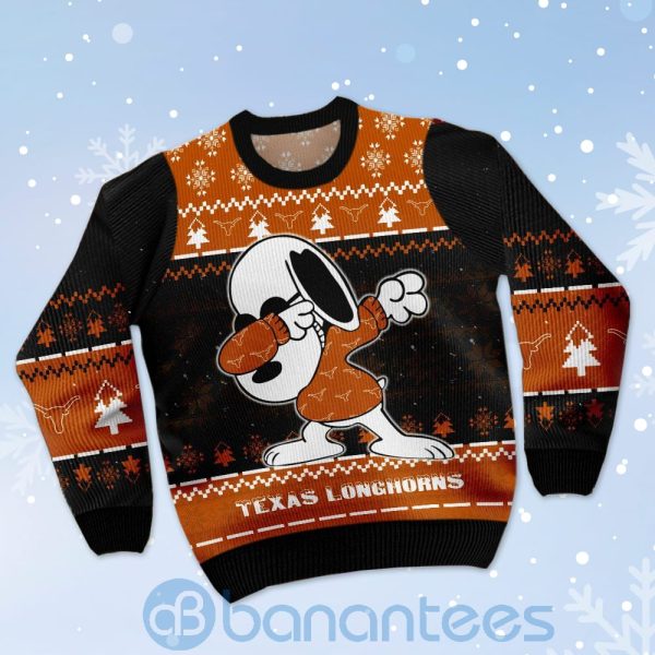 Texas Longhorns Snoopy Dabbing Ugly Christmas 3D Sweater Product Photo