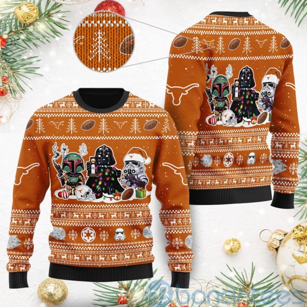 Texas Longhorns Star Wars Ugly Christmas 3D Sweater Product Photo