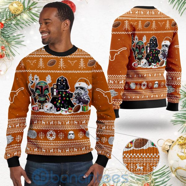 Texas Longhorns Star Wars Ugly Christmas 3D Sweater Product Photo