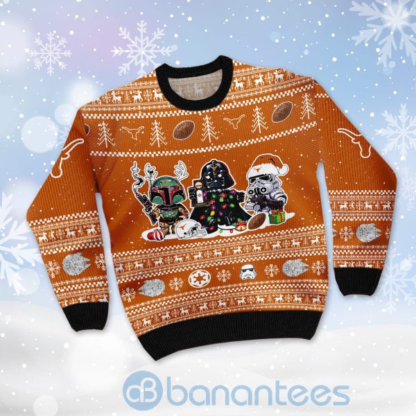 Texas Longhorns Star Wars Ugly Christmas 3D Sweater Product Photo