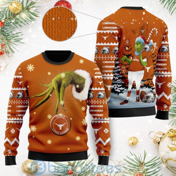 Texas Longhorns Team Grinch Ugly Christmas 3D Sweater Product Photo