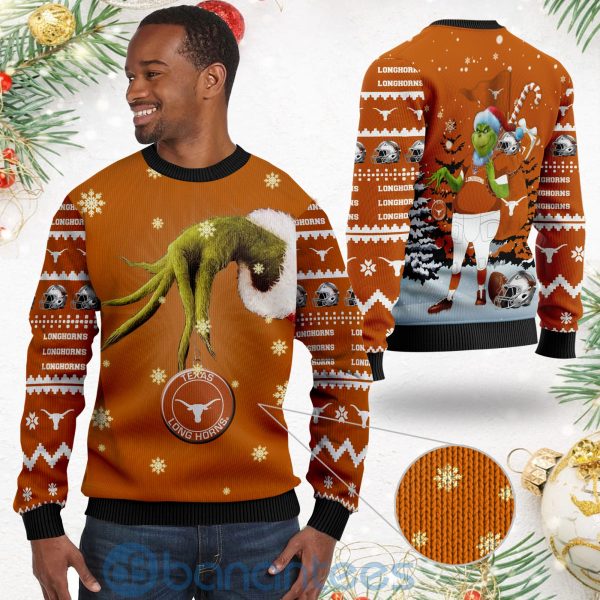Texas Longhorns Team Grinch Ugly Christmas 3D Sweater Product Photo