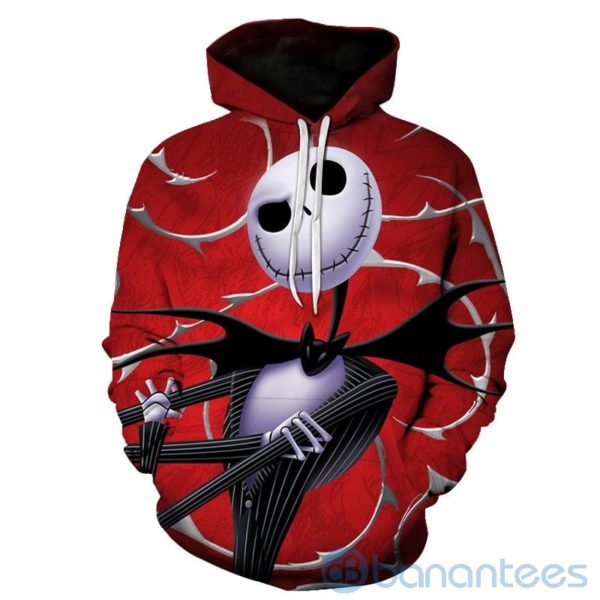 The Nightmare Before Christmas Jack And Sally Skellington Red All Over Printed 3D Hoodie Product Photo