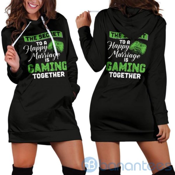 The Secret To Happy Marriage Is Gaming Together Hoodie Dress For Women Product Photo