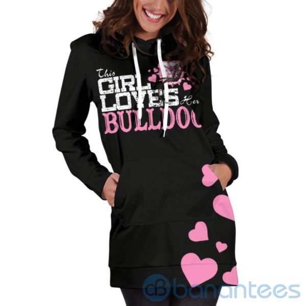This Girl Loves Her Bulldog Hoodie Dress For Women Product Photo