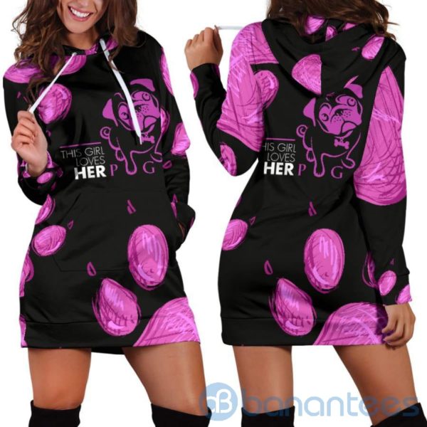 This Girl Loves Her Pug Hoodie Dress For Women Product Photo