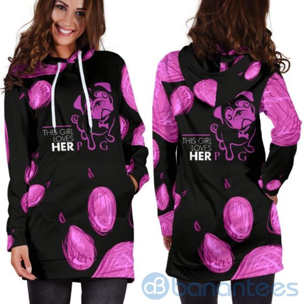 This Girl Loves Her Pug Hoodie Dress For Women Product Photo