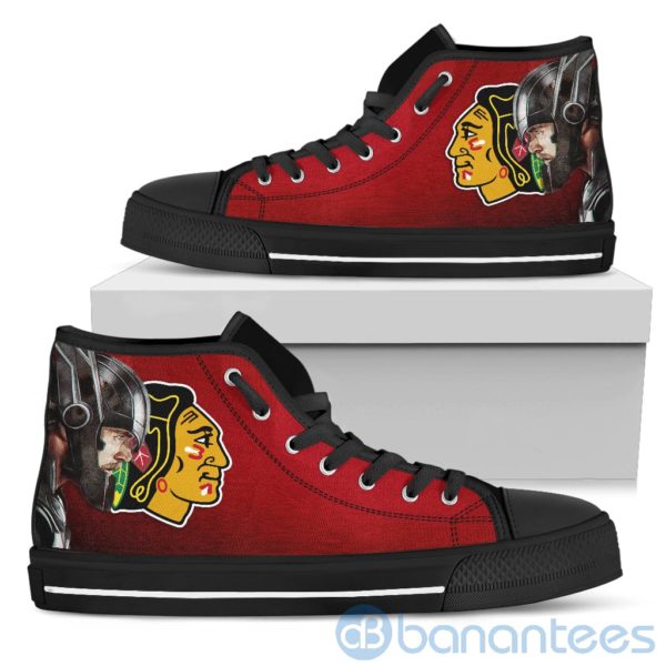 Thor Head With Logo Of Chicago Blackhawks High Top Shoes Product Photo