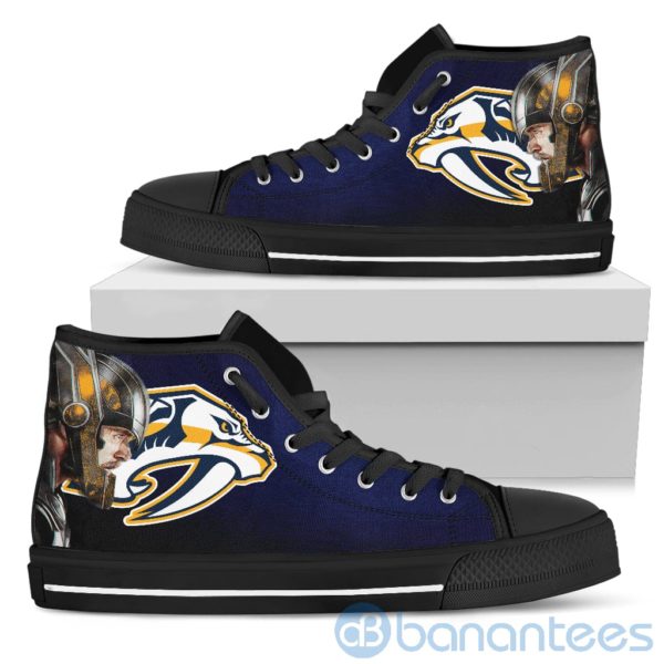 Thor Head With Logo Of Nashville Predators High Top Shoes Product Photo