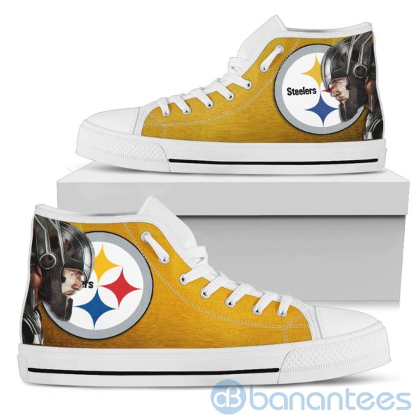 Thor Head With Logo Of Pittsburgh Steelers High Top Shoes Product Photo