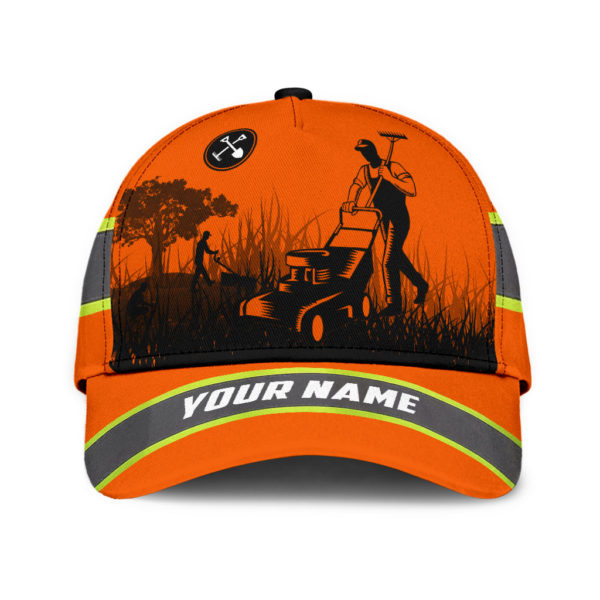 Personalized Name Landscaper Orange All Over Printed 3D Cap Product Photo