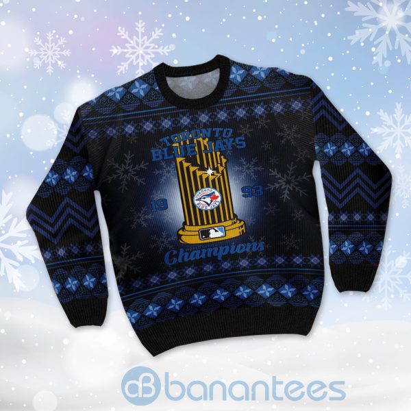 Toronto Blue Jays World Series Champions Ugly Christmas 3D Sweater Product Photo