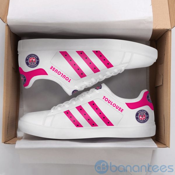Toulouse Fc Pink Striped White Low Top Skate Shoes Product Photo