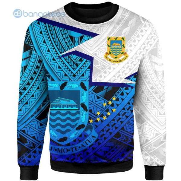 Tuvalu Mo Te Atua Polynesian Blue And White All Over Printed 3D Sweatshirt Product Photo