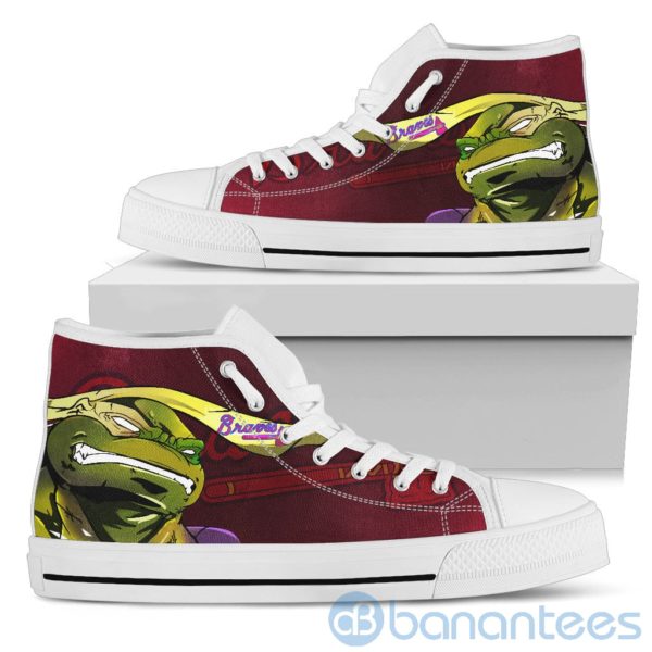 Ugly Tutle And Logo Of Atlanta Braves Ninja High Top Shoes Product Photo