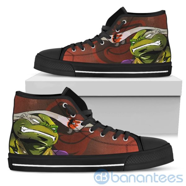 Ugly Tutle And Logo Of Baltimore Orioles Ninja High Top Shoes Product Photo