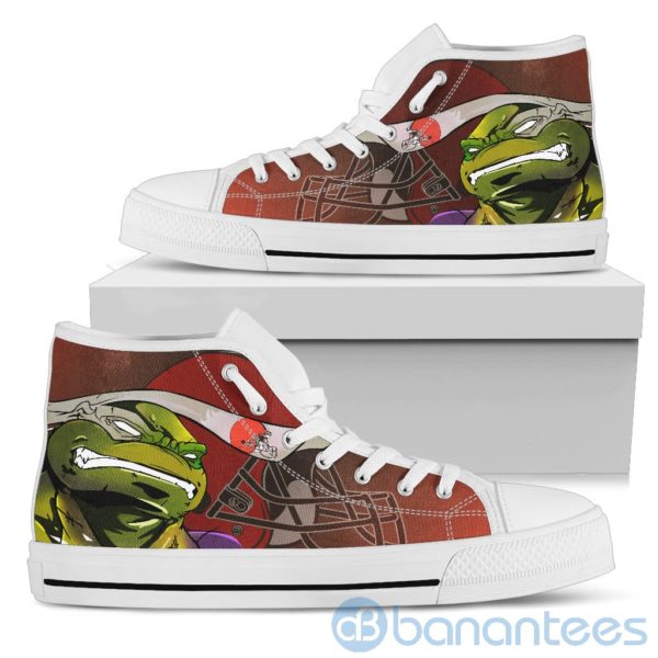Ugly Tutle And Logo Of Cleveland Browns Ninja High Top Shoes Product Photo