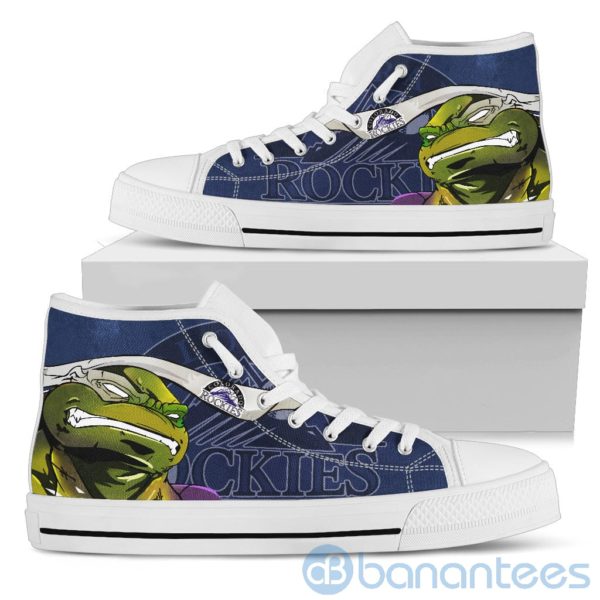Ugly Tutle And Logo Of Colorado Rockies Ninja High Top Shoes Product Photo