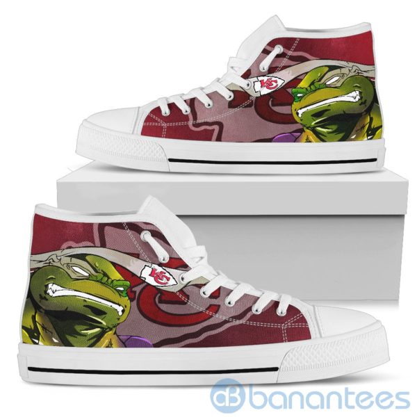 Ugly Tutle And Logo Of Kansas City Chiefs Ninja High Top Shoes Product Photo