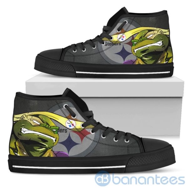 Ugly Tutle And Logo Of Pittsburgh Steelers Ninja High Top Shoes Product Photo