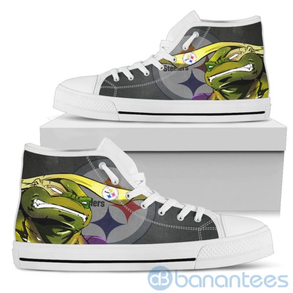 Ugly Tutle And Logo Of Pittsburgh Steelers Ninja High Top Shoes Product Photo
