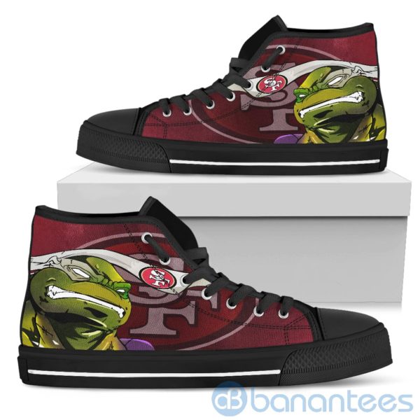 Ugly Tutle And Logo Of San Francisco 49ers Ninja High Top Shoes Product Photo
