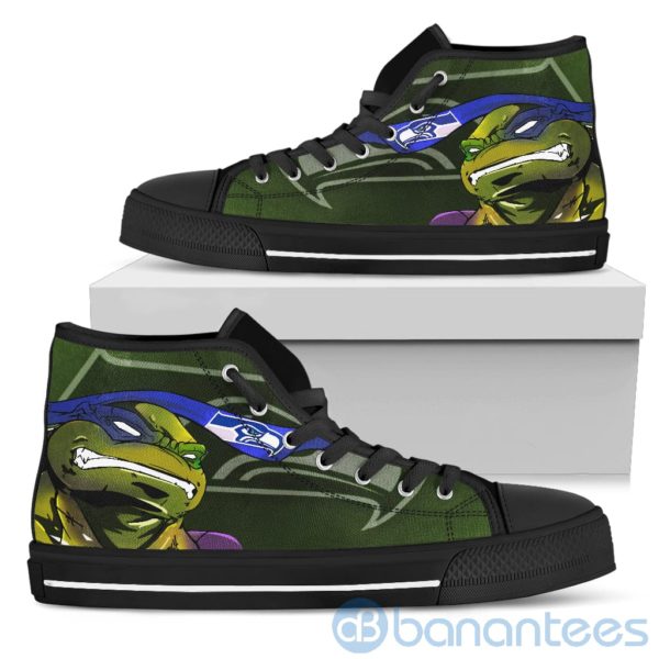 Ugly Tutle And Logo Of Seattle Seahawks Ninja High Top Shoes Product Photo