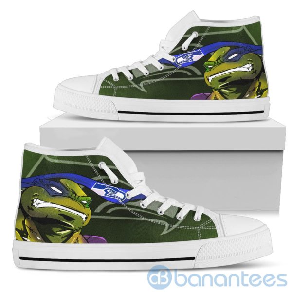 Ugly Tutle And Logo Of Seattle Seahawks Ninja High Top Shoes Product Photo
