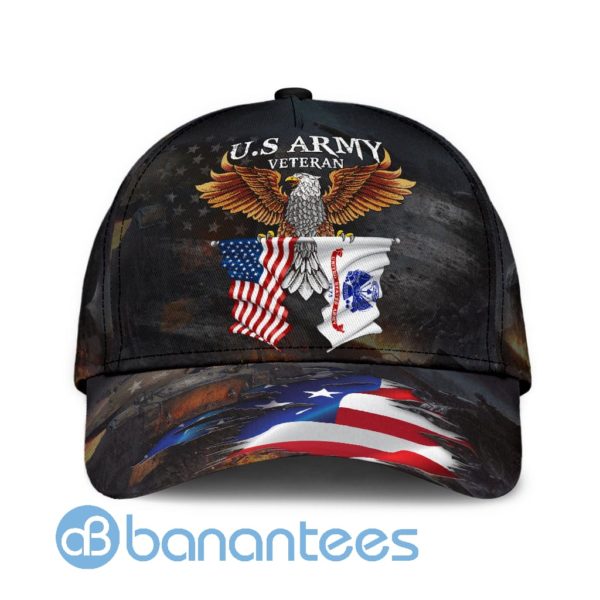Us Army Veteran American Flag Eagle All Over Printed 3D Cap Product Photo