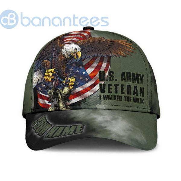 Us Army Veteran American Flag Eagle Personalized Name All Over Printed 3D Cap Product Photo