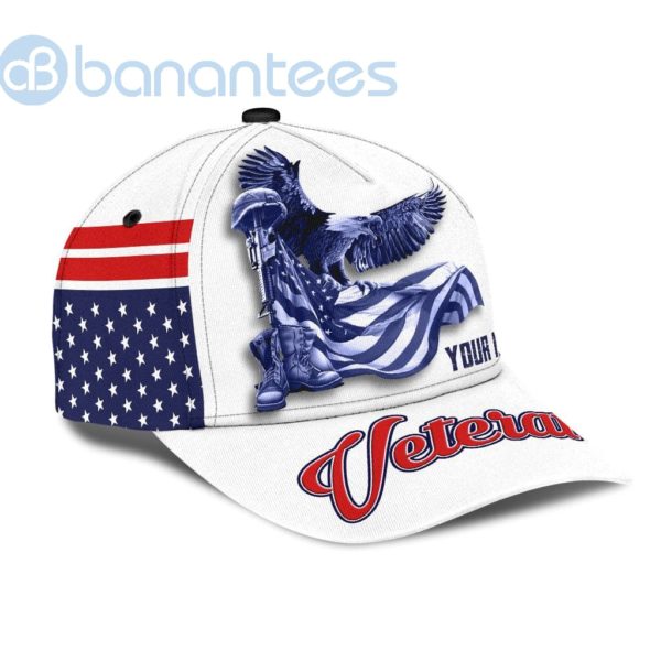 Us Army Veteran American Flag Eagle Personalized Name White All Over Printed 3D Cap Product Photo