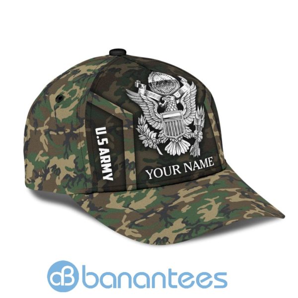 Us Army Veteran Personalized Camo Background Name All Over Printed 3D Cap Product Photo