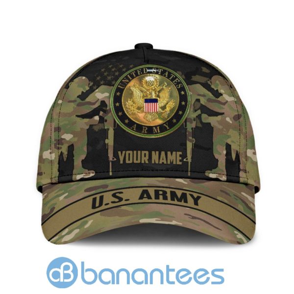 Us Army Veteran Personalized Name All Over Printed 3D Cap Product Photo