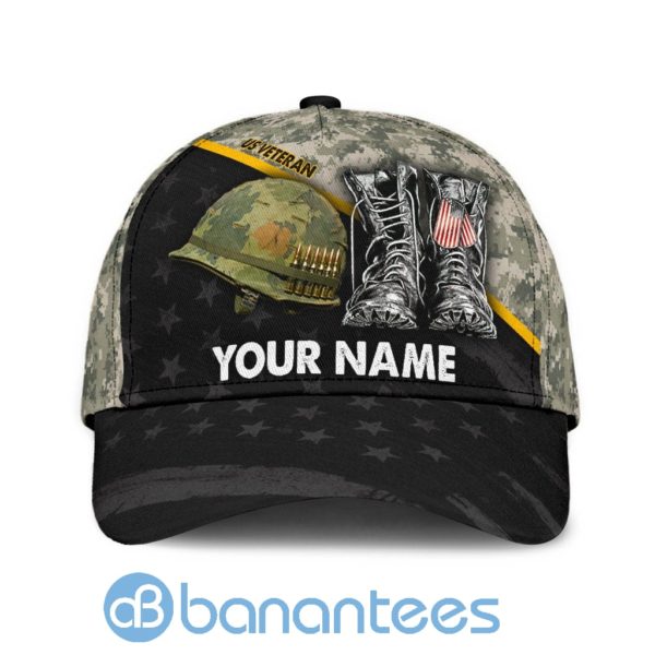 Us Army Veteran Personalized Name Black All Over Printed 3D Cap Product Photo