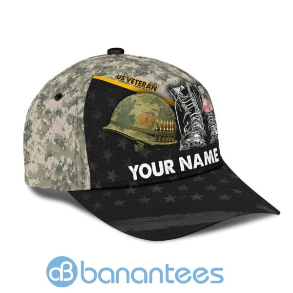 Us Army Veteran Personalized Name Black All Over Printed 3D Cap Product Photo