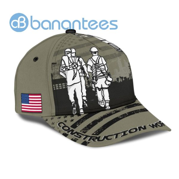 Us Construction Worker Custom Name 3D Cap Product Photo