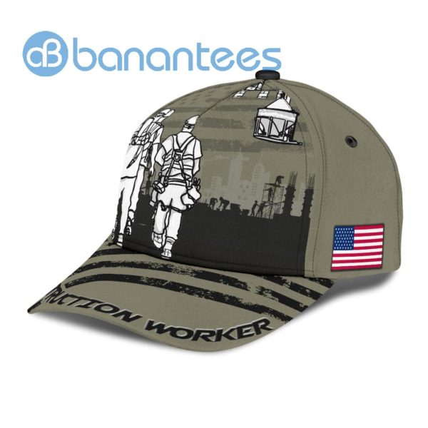 Us Construction Worker Custom Name 3D Cap Product Photo
