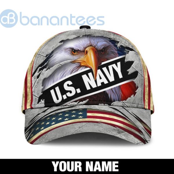 Us Navy Hat Custom Name Eagle Scratched Vintage Veteran Cap Product Photo