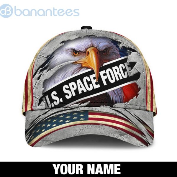 Us Space Force Eagle Scratched Vintage Veteran Custom Name Printed 3D Cap Cap Product Photo