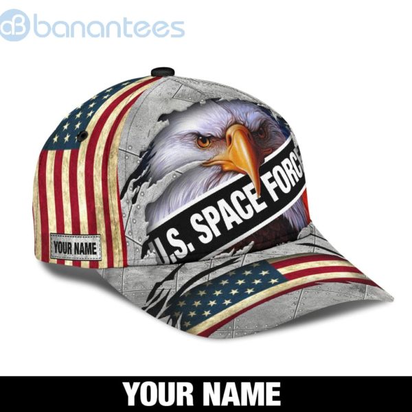 Us Space Force Eagle Scratched Vintage Veteran Custom Name Printed 3D Cap Cap Product Photo